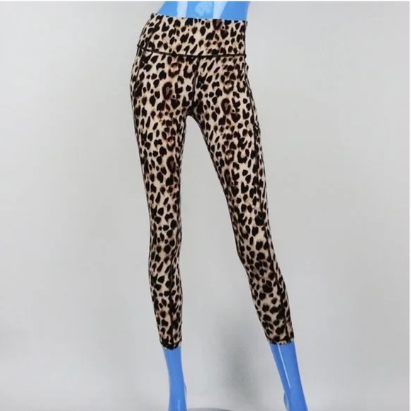 Victoria's Secret Women's Black Leopard Cheetah Leggings Sz12 High Waist Jaguar - Picture 1 of 8